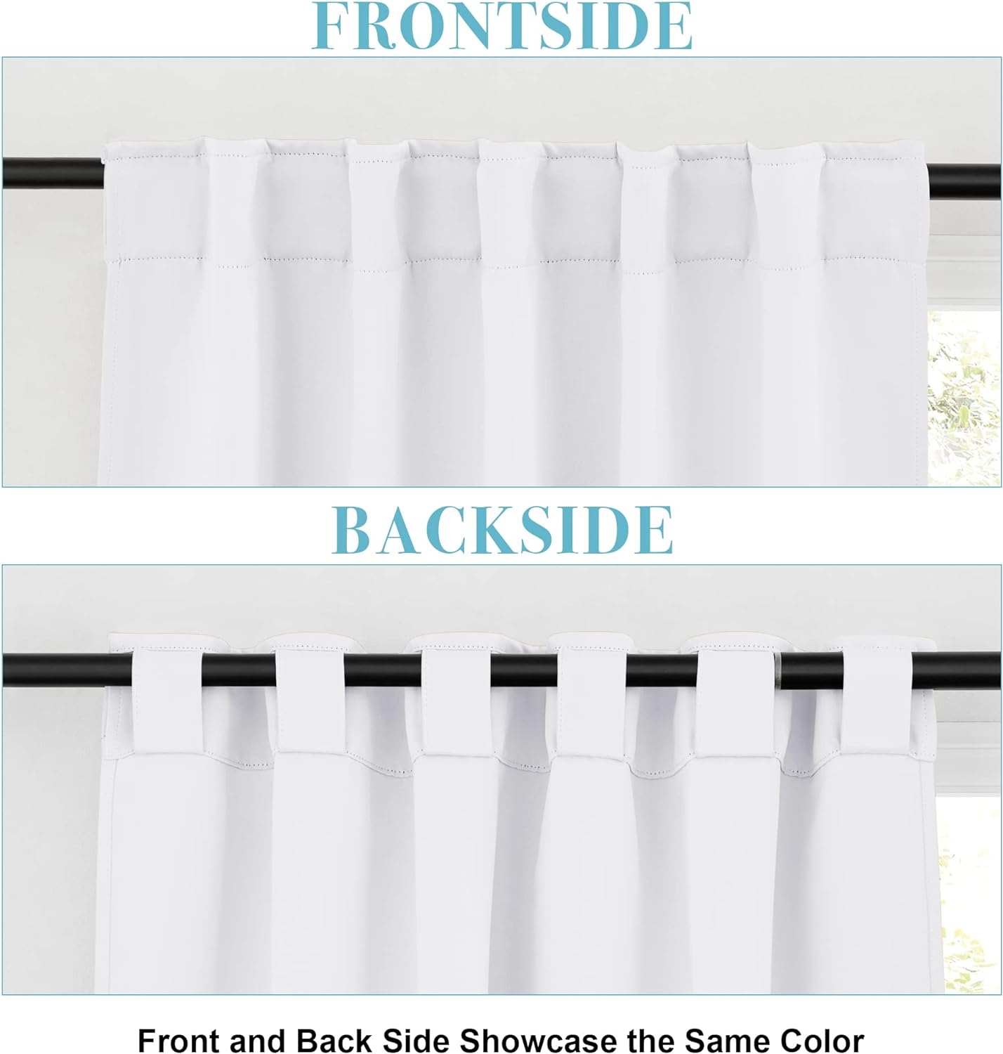 RYB HOME White Curtains Drapes - Room Darkening Window Curtains Thermal Insulated Bedroom Half Blackout Drapes for Living Room Kids Nursery, 42 x 45 inches Long, Pure White, 1 Pair