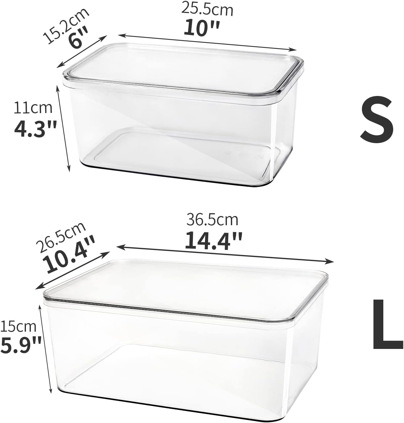 Clear Storage Bins With Lids,5 Packs Food Storage Organizer,Cabinet Storage Basket for Clothing, Towels, Cosmetics, Kitchen Storage Containers,Transparent Pantry Containers (3L+2S)