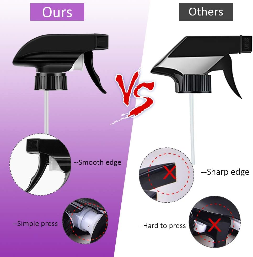 AMORIX 12PCS Spray Bottle Nozzle Trigger Sprayer Black Spray Top - Heavy Duty Replacement Nozzle with Mist Stream Sprayer, Fits 28/400 Boston Spray Nozzle for Bottles, Gardening, Cleaning Solutions