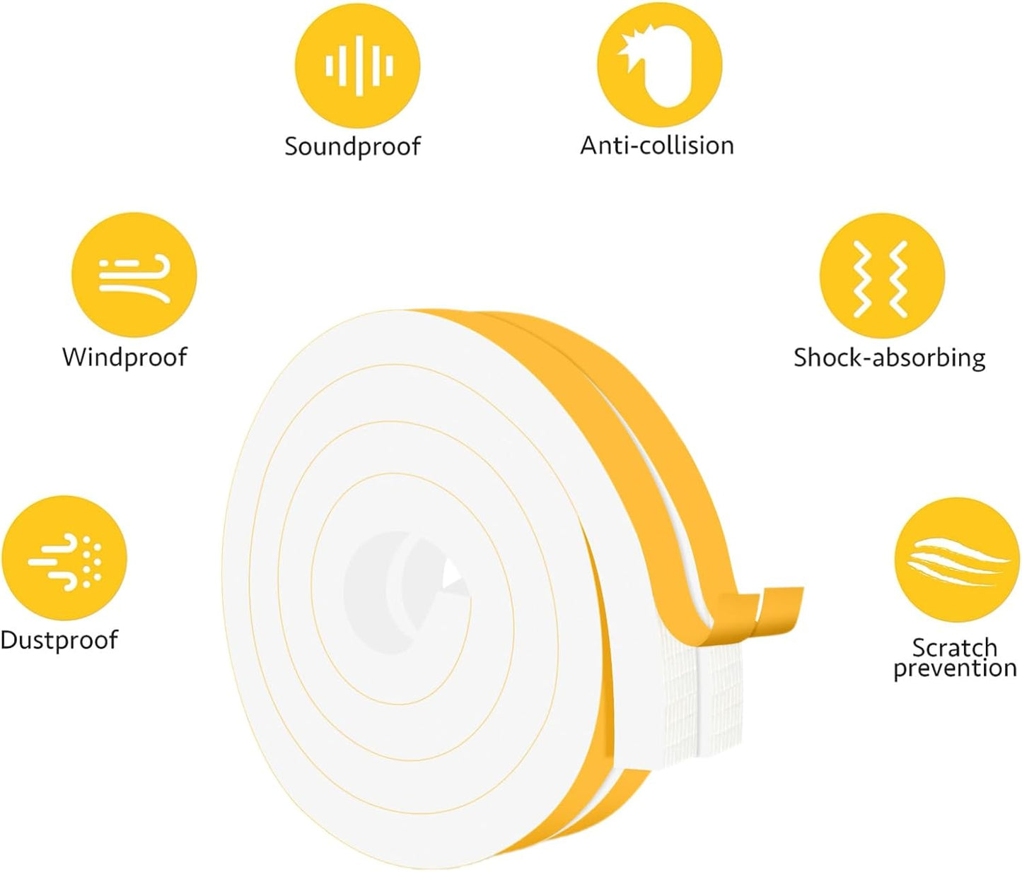 Weather Stripping Door Seal Strip, Strong Adhesive Doors and Windows Insulation Soundproof Weatherproof Foam Tape for Sliding Door, Front Door Frame, Window, Lightproof(3/4 In x 3/4 In x 13Ft)