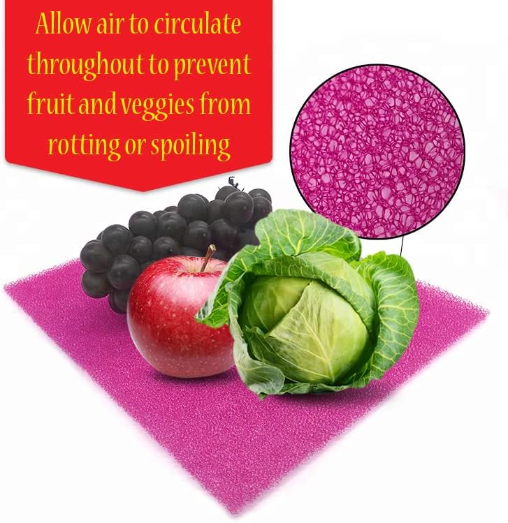 Dualplex® Fruit & Veggie Life Extender Liner for Fridge Refrigerator Drawers, 12x15 Inches (4 Pack) – Extends The Life of Your Produce & Prevents Spoilage (Pink)