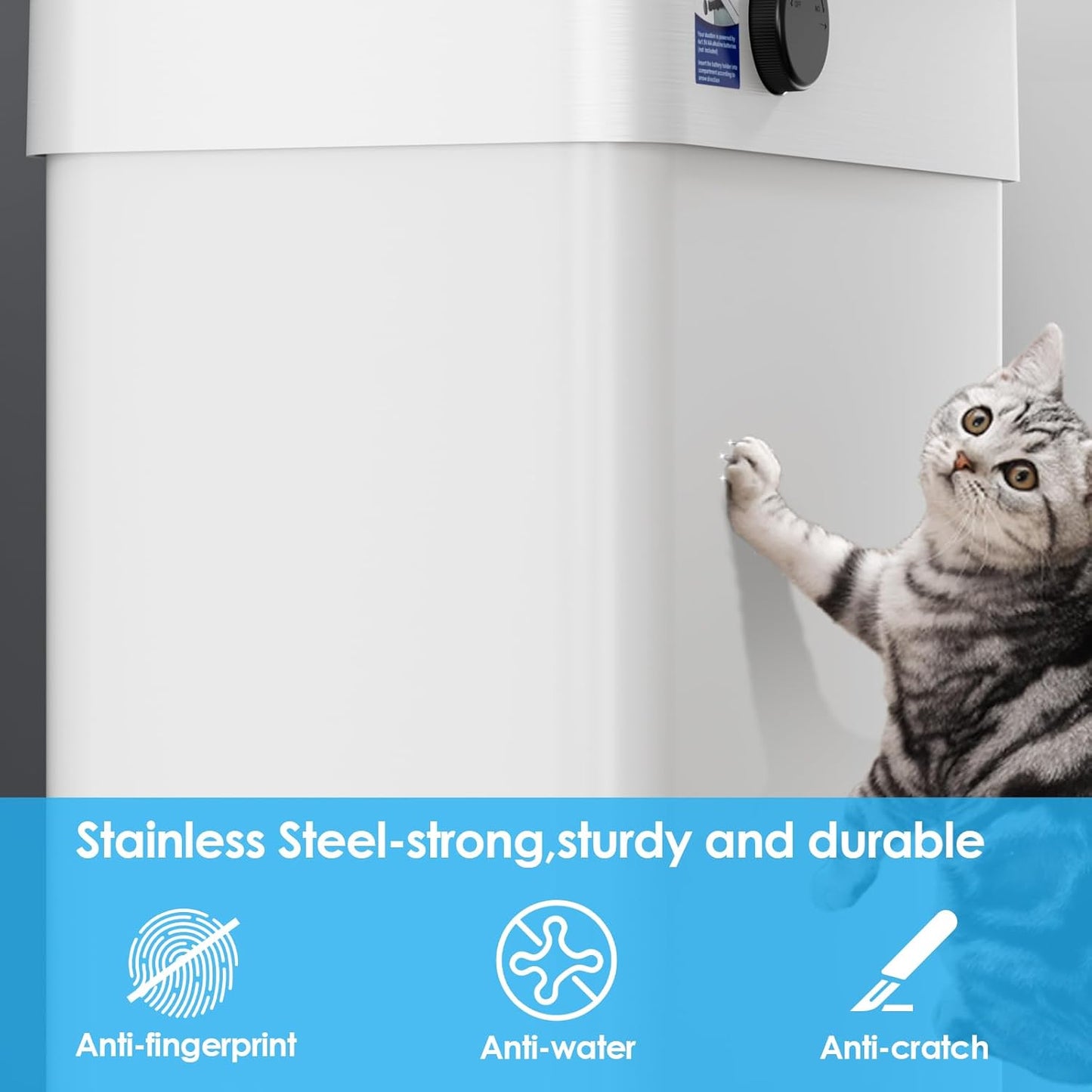 TLSUNNY 18.5 Gallon Motion Sensor Trash Can,Touchless Automatic Garbage Can,Brushed Stainless Steel Smart Bin,with Bag Holder,Soft Close Lid,for Kitchen,Office,RV,Bedroom,Living Room (White, 70L)