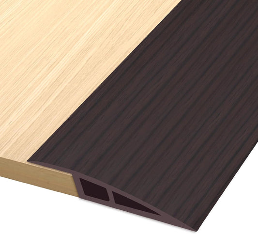 Vinyl Door Threshold Flooring Transition Strip Self Adhesive Carpet Edging Strip for Laminate Doorway Edge Threshold from 1/5" to 2/5" (Black Walnut Wood Grain, 6.6 Ft)