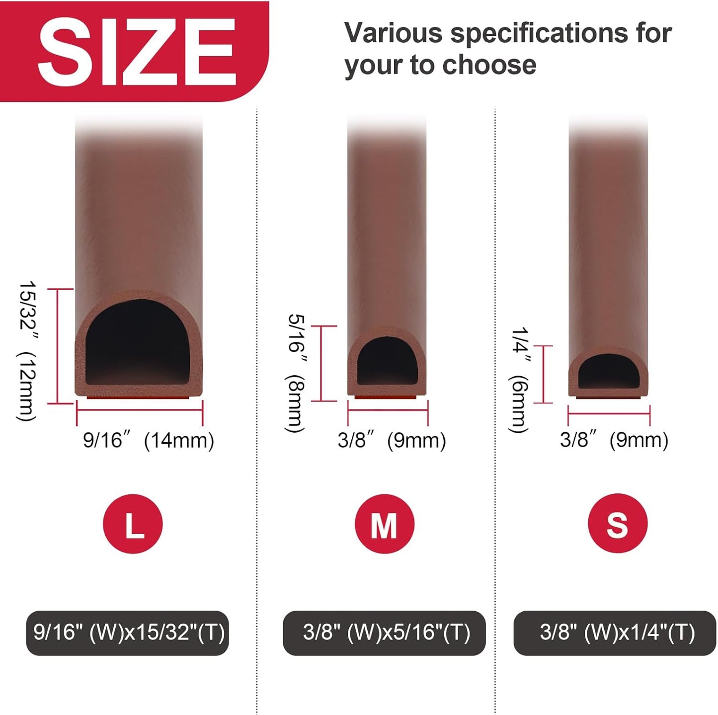 Silicone D Shape Weather Stripping 19.7 Feet Self Adhesive Seal Strip for Doors and Windows