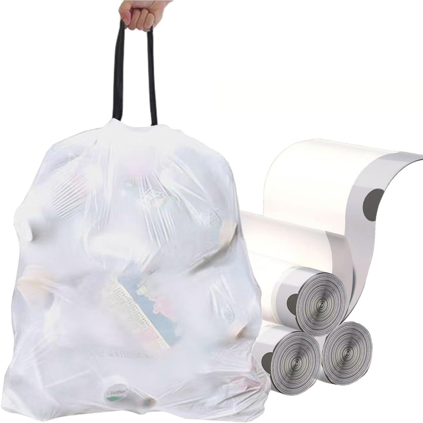 Ultra thick heavy duty Plastic 16 gallon no tear open drawstring trash bags white ‎lavender scent Plastic garbage bags for household kitchen bedroom bathroom living room office restaurant