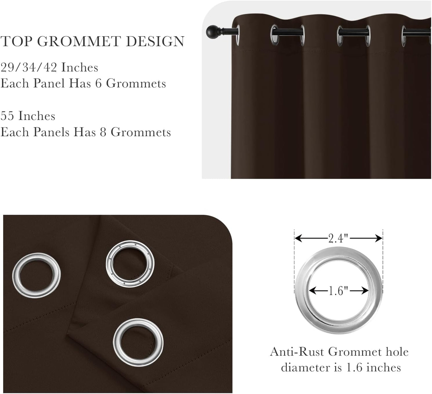 PONY DANCE Blackout Curtain Panels - Thermal Insulated Room Darkening Drapes Energy Saving Window Treatments Draperies for Small Window, 42 by 45 inches, Chocolate Brown, 2 PCs