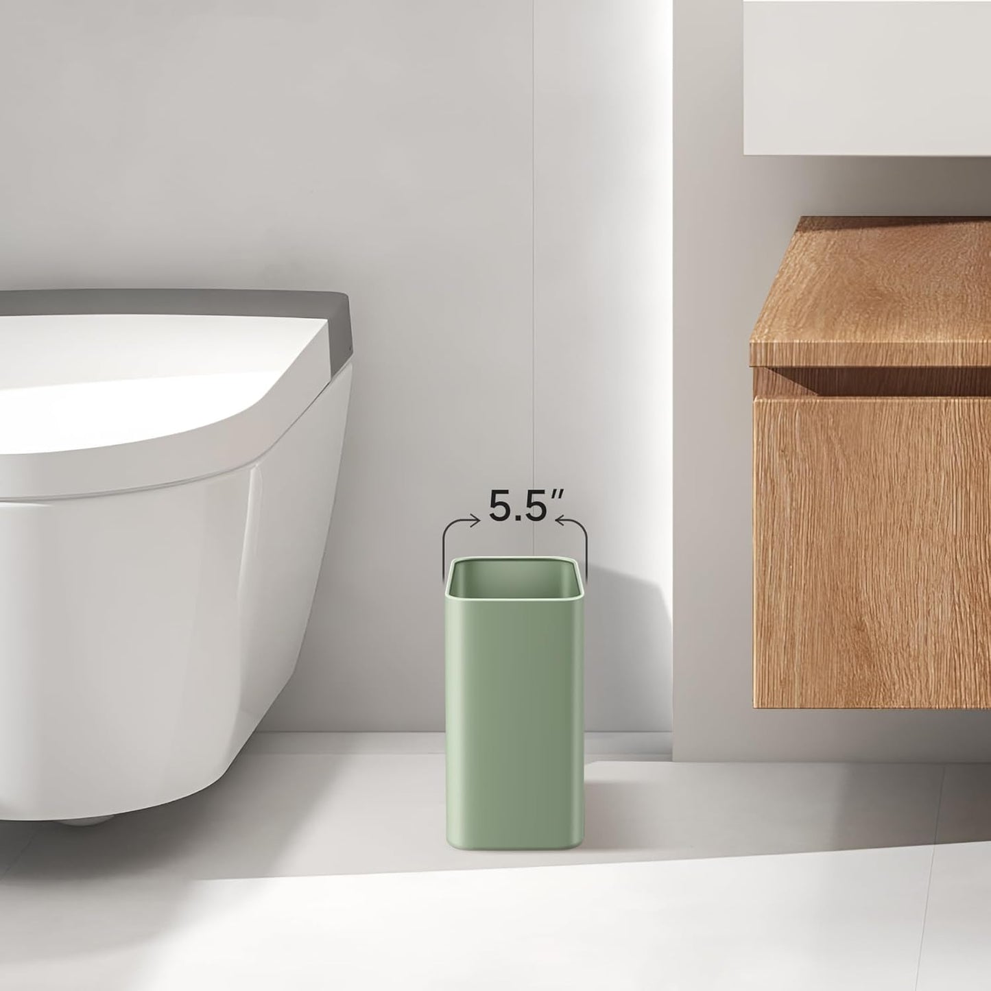 TIPGO Small Metal Trash Can, 2.1 Gallon Slim Trash Can for Bathroom, Wastebasket Garbage Bin for Bedroom, Office, Kitchen, Under Sink (Green)