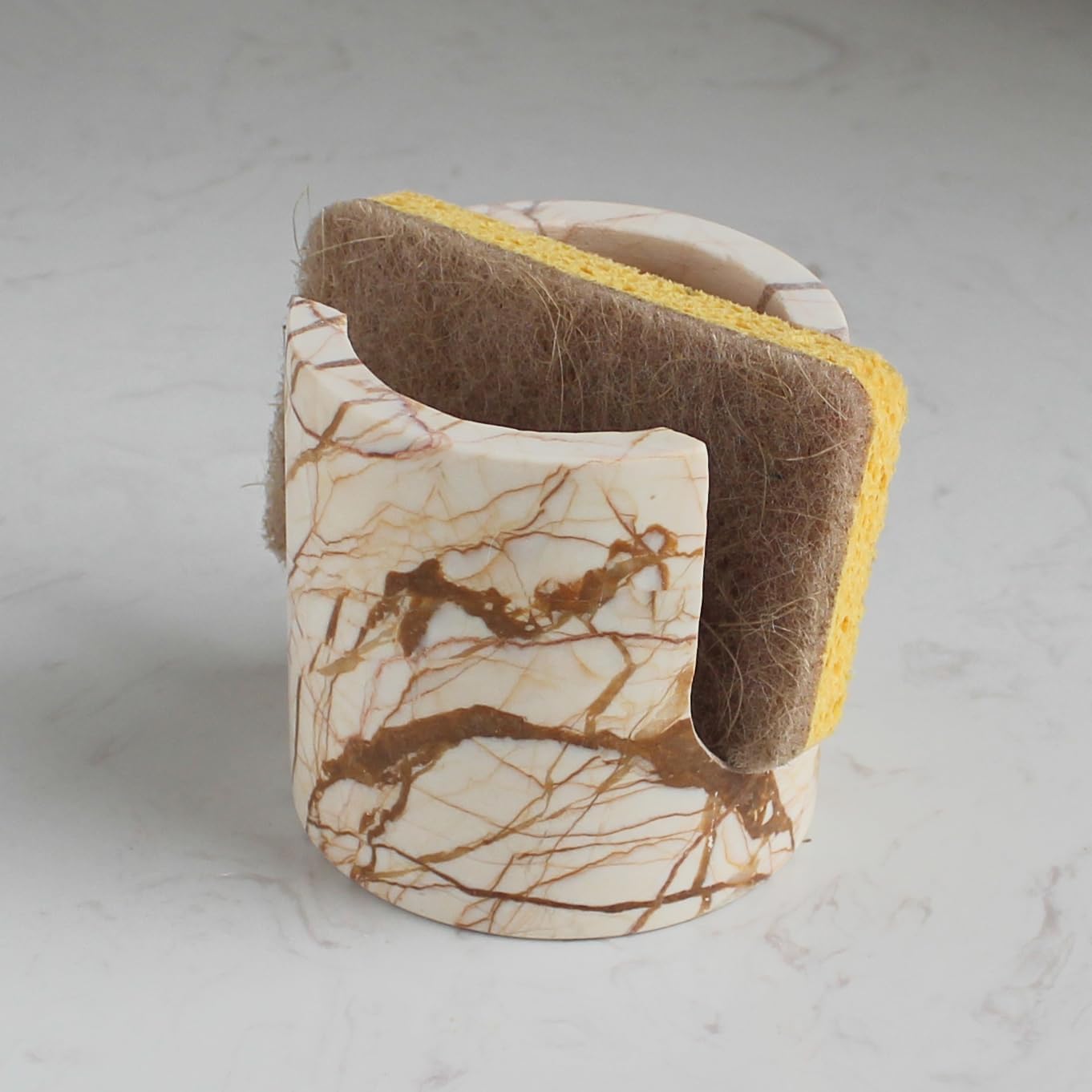 Natural Pink Marble Sponge Holder for Kitchen Counter, Drying Rack, Sponge Caddy for Sink Organizer
