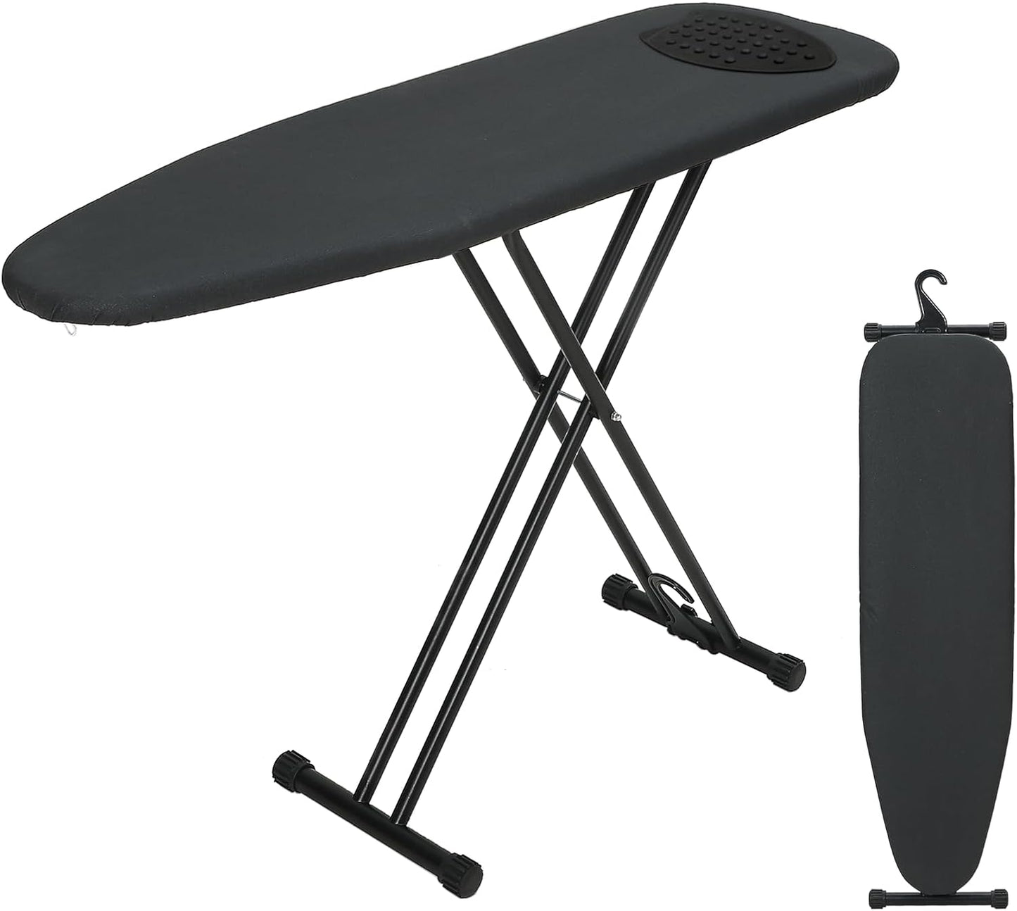 Ironing Board Full Size 53x13, RAINHOL Heavy Duty Iron Board with Thick Padded Cover, Height Adjustable Ironing Boards with Smart Hanger, Heat-Resistant Silicone Pad Iron Rest
