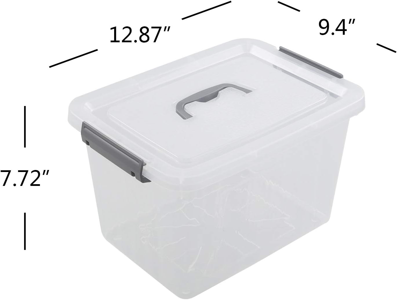 4-Pack Clear Plastic Storage Latch Box with Lids, 10 L