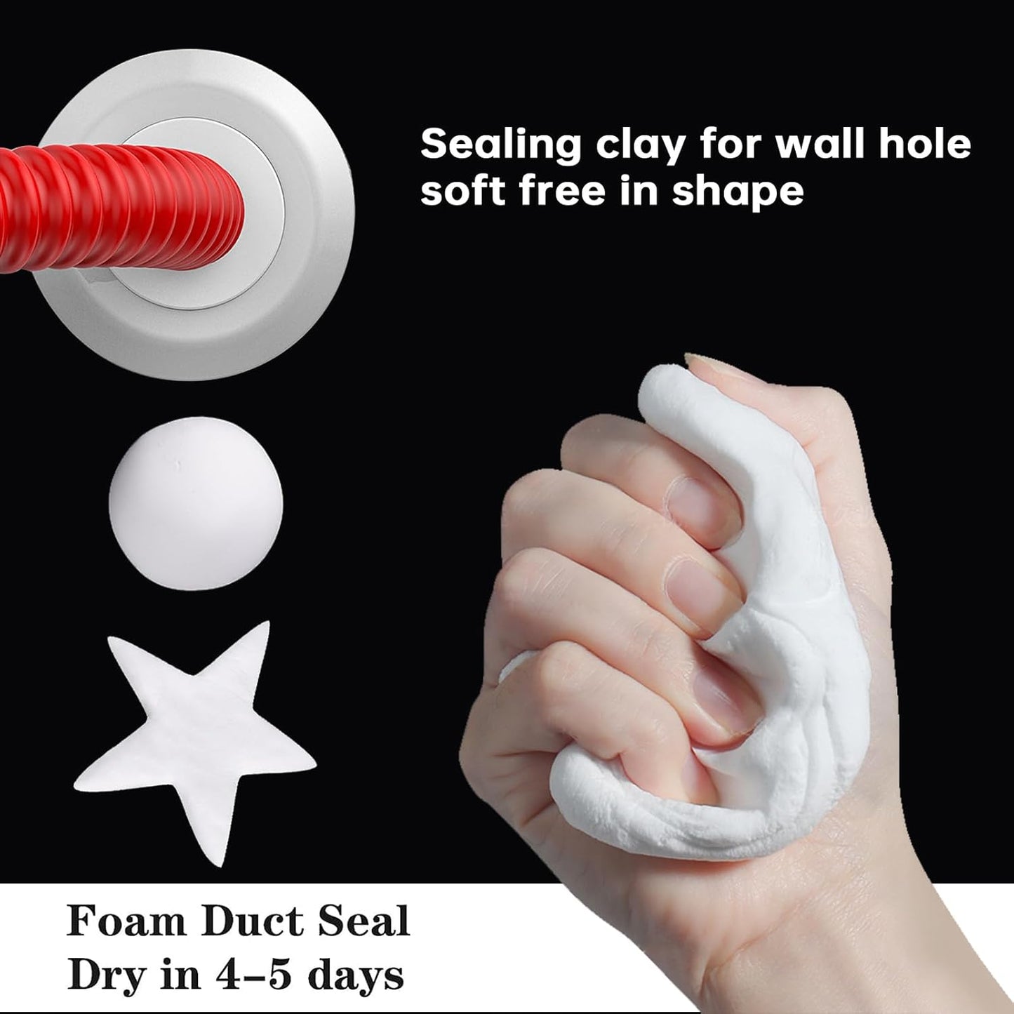 Pack of 50 White Seal Putty Waterproof Duct Seal Repair Sealing Clay, Quick Mending Mud for Drain Connection, Wall Hole, Air Conditioning Hole
