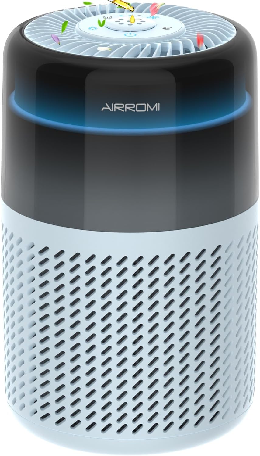 AIRROMI Air Purifier for Bedroom Home,HEPA Filter,Covers Upto 549 Ft²,Quiet 360°intake Air Cleaner with Fragrance ponge for Better Sleep,Night Light,Filters Smoke,Pet Dander,Allergies,Dust,A2005 Blue