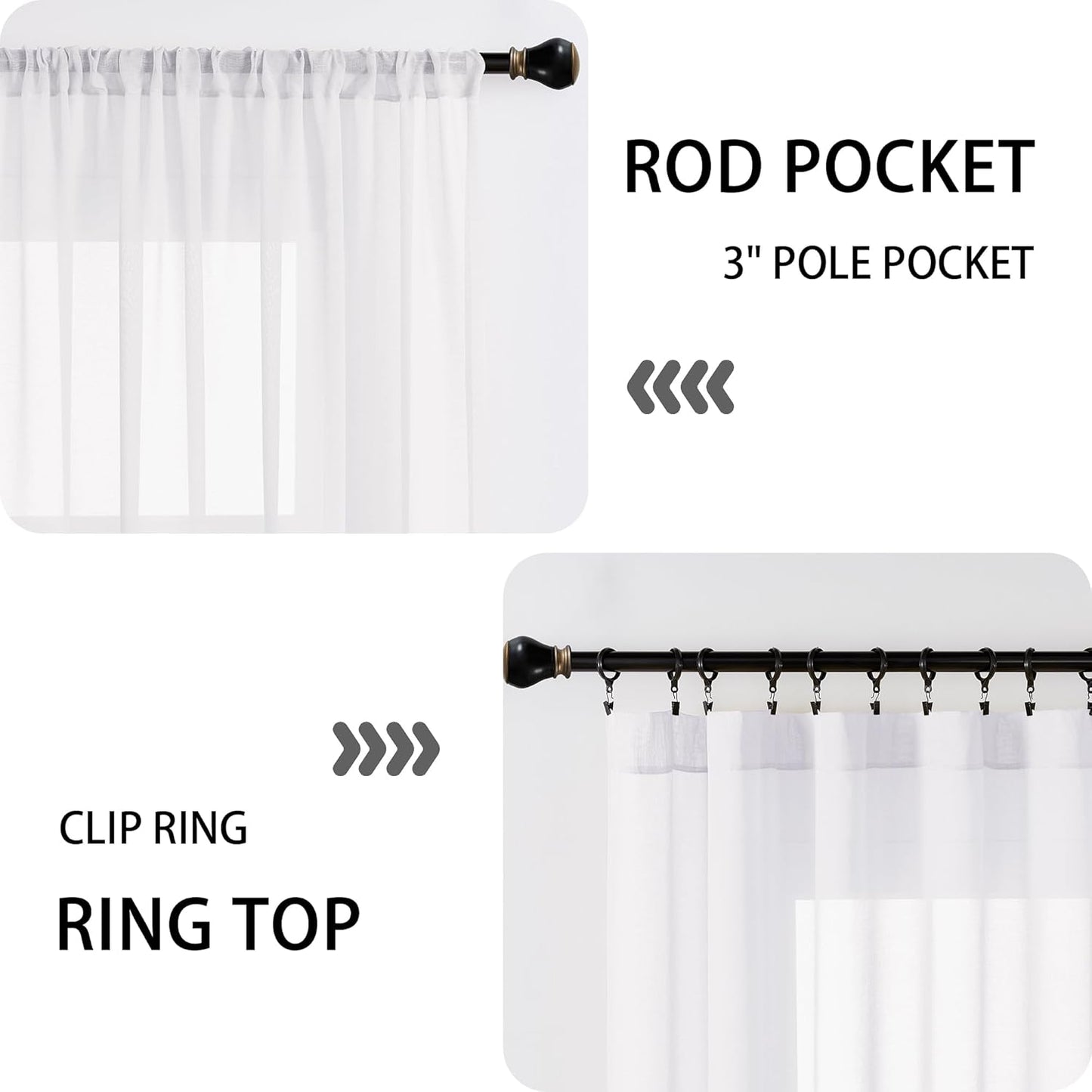 Tollpiz Small Sheer Door Curtain Closet Linen Textured Curtain Sheers Doorway Light Filtering Voile French Door Rod Pocket Curtains Patio Glass Door, 25 x 40 inches Long, White, Set of 1 Panel