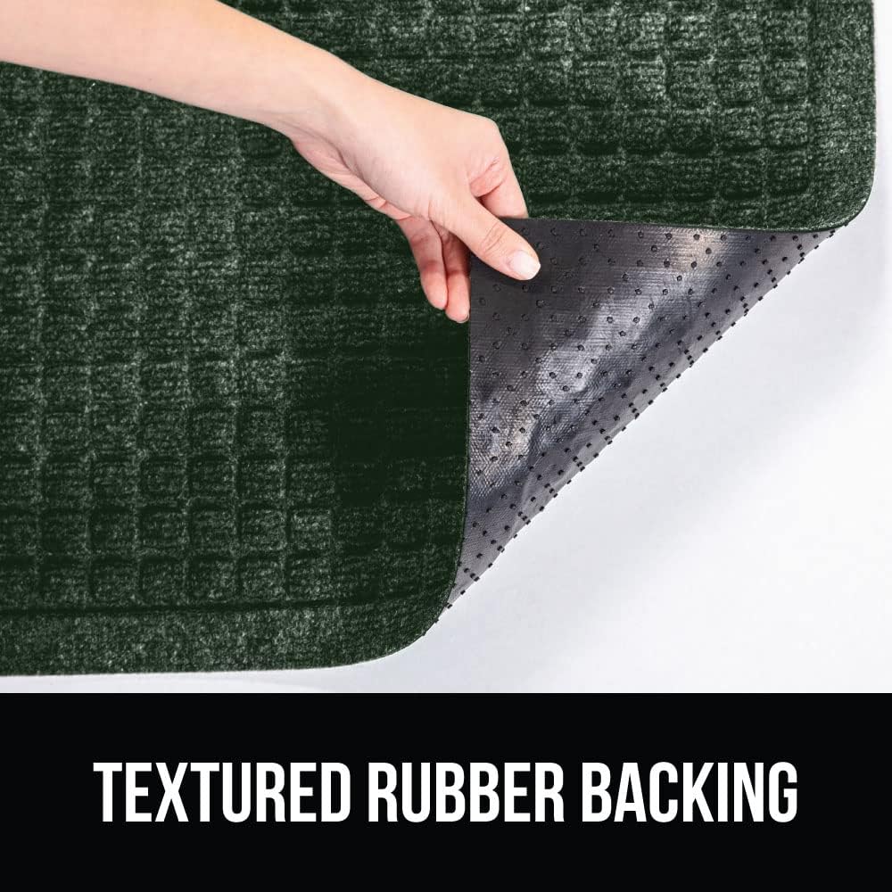 GORILLA GRIP Front Door Mat, 47x35, Indoor Outdoor Ultra Absorbent HydroAbsorb Doormat, Absorbs Up to 6 Cups of Water, Stain and Fade Resistant, Rubber Backing Doormats, Captures Dirt, Green