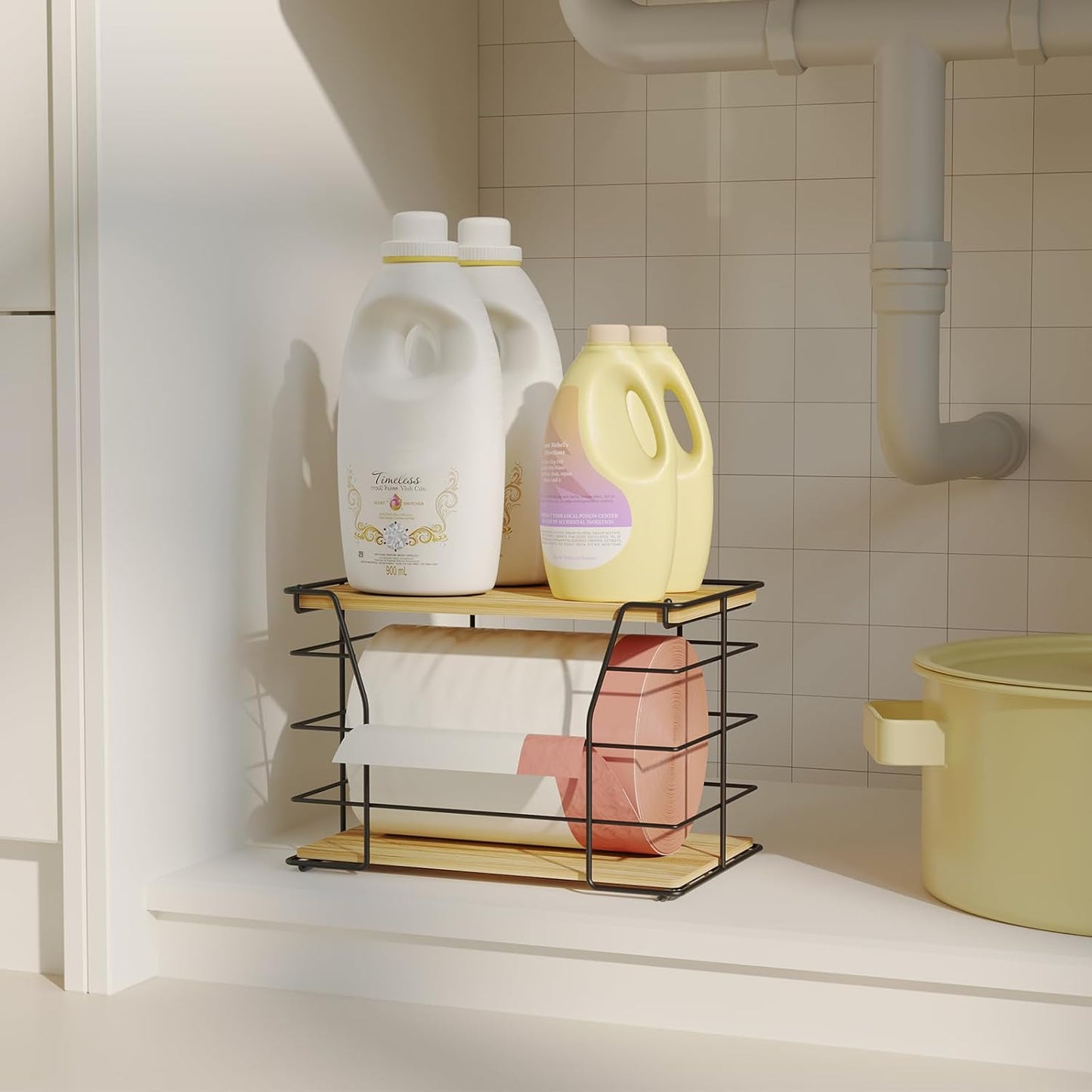 Large Trash Bag Holder, Wall Mount Grocery Bag Holder with Lid, Suitable for Garbage Bags 13 Gallons,Stackable Storage Laundry Kitchen Organizers for Countertop Organization, No Drill