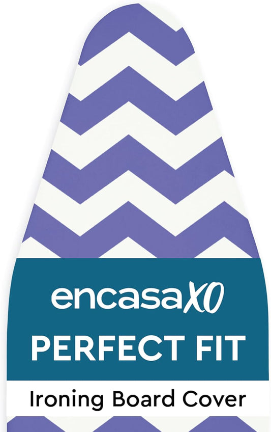 Encasa XO Ironing Board Cover and Pad 54"x15" - Thick 3mm Felt Padding, Drawstring Tightening & Lock, Easy Fit, Scorch & Stain Resistant, Fits Standard Large Ironing Board - Zig Zag Peri