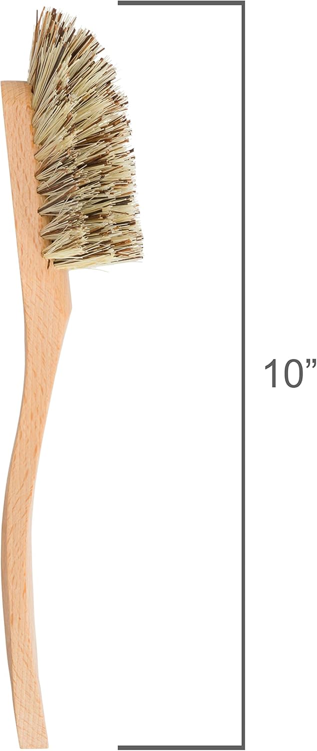 Redecker Extra Long Curved Dish Brush, Extra Strong Union Fiber Bristles, Oiled Beechwood Handle, 10-1/2 Inches, Made in Germany