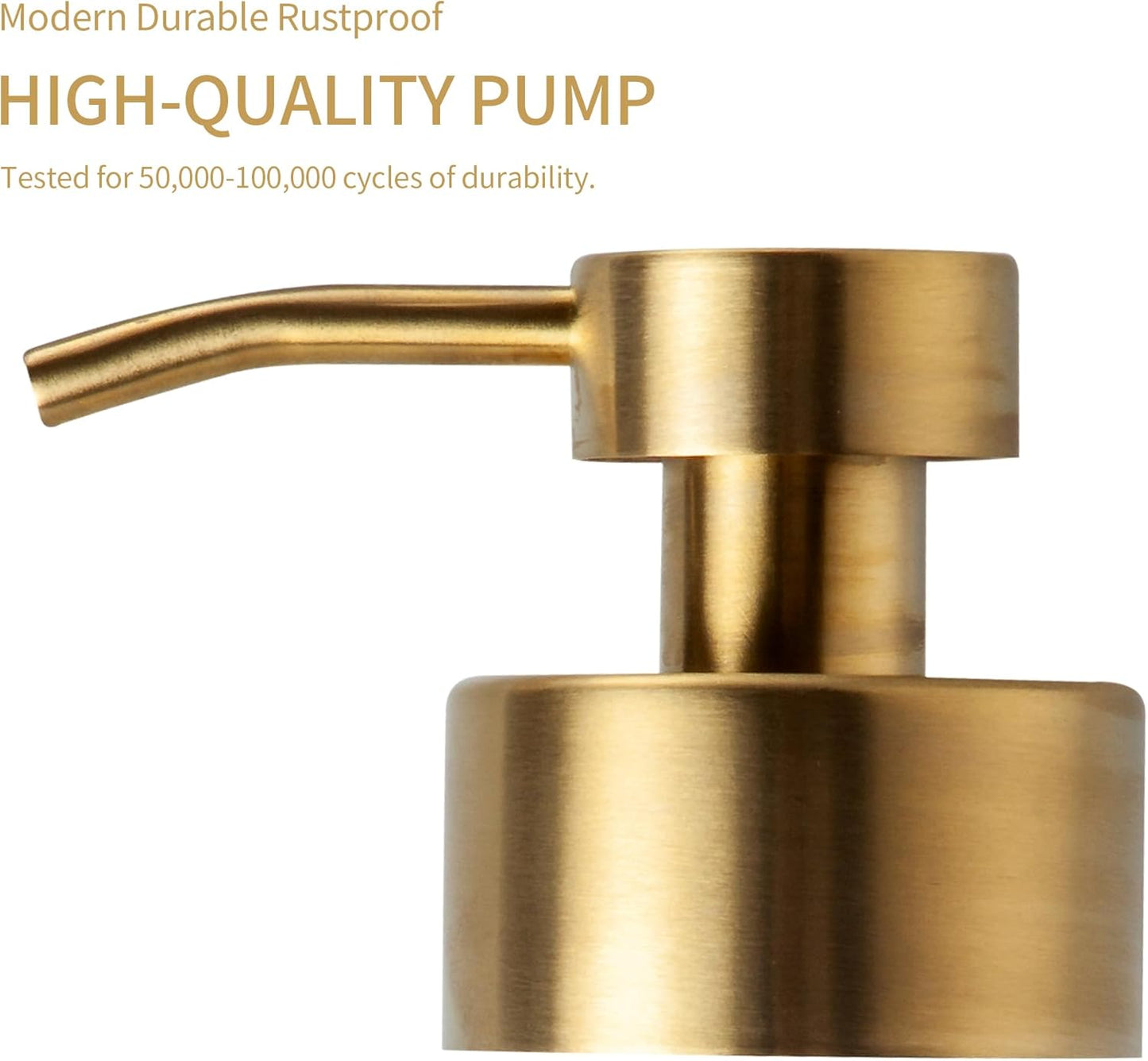 Enra Gold Foaming Soap Dispenser, 12oz Thick Glass Bathroom & Kitchen Dispenser with Stainless Steel Pump