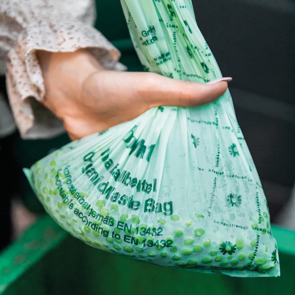 bioMat 2.6 Gallon Compostable Trash Bags, 125 Count, Compost Bags for Countertop Bins, BPI ASTM D6400 and CMA Certified Small Trash Bags