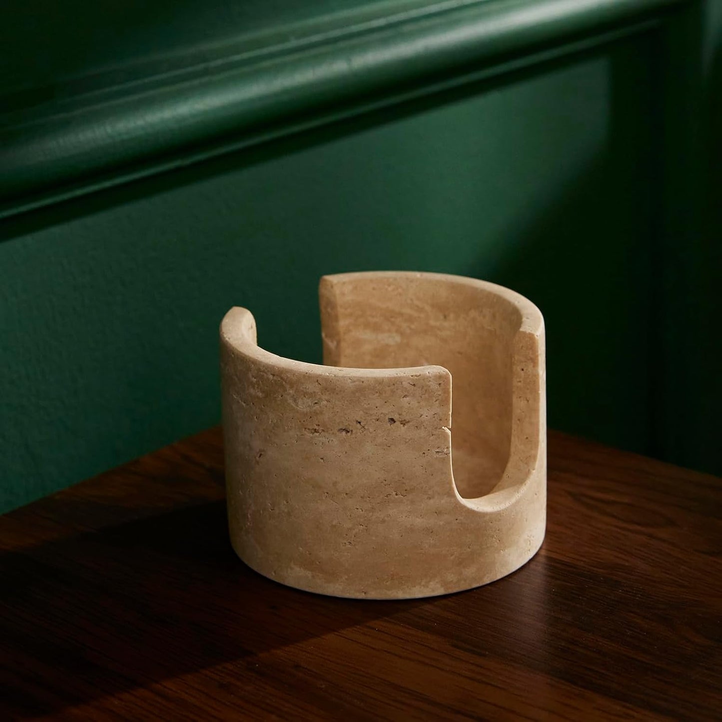 Natural Beige Travertine Marble Sponge Holder for Kitchen Sink Counter，Kitchen Stone Drying Rack for Countertop