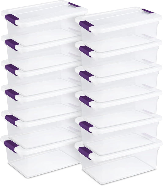 Sterilite 12-Pack 15 Quart ClearView Latch Box, Stackable Organizer Bins with Latching Lids - Clear Plastic Organization Containers for Closet, Bedroom, Shelving Units and Everyday Home Storage