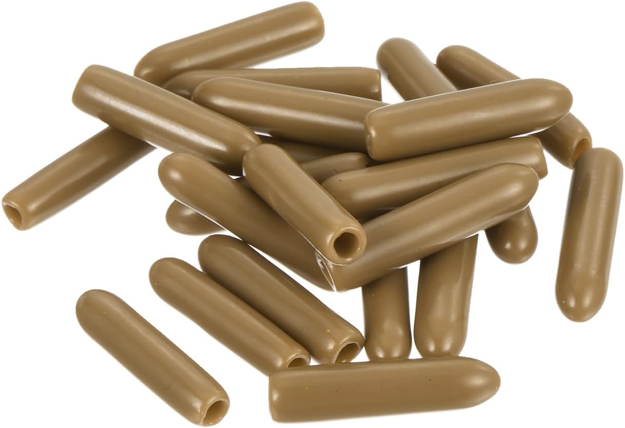 uxcell 20pcs Rubber End Caps 2mm ID Vinyl PVC Round Tube Bolt Cap Cover Screw Thread Protectors Light Brown