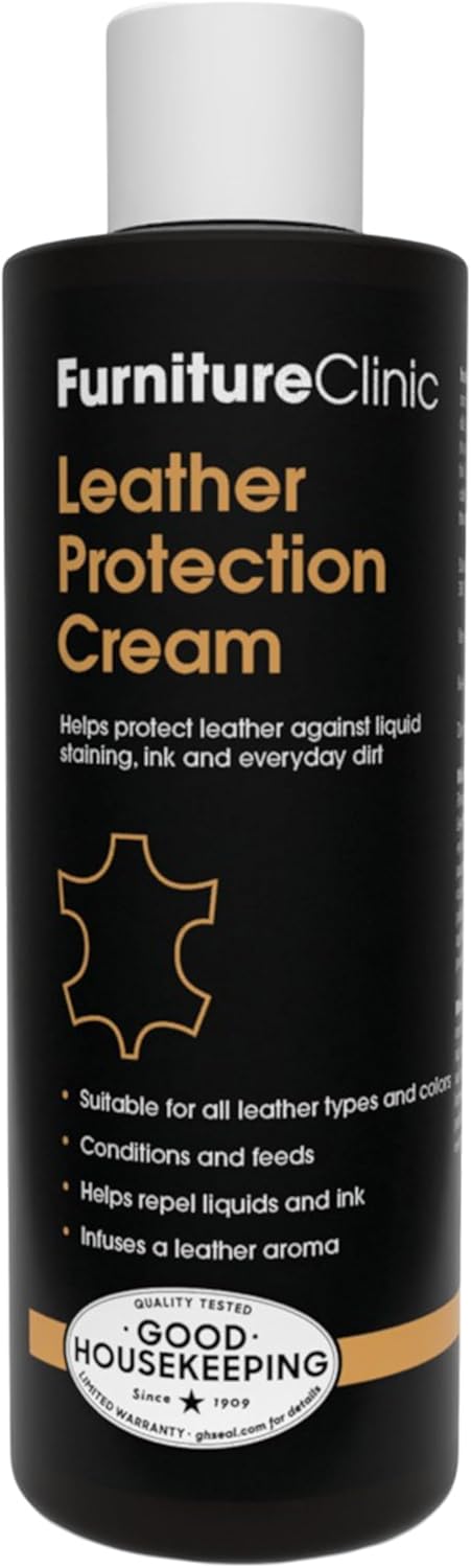 Furniture Clinic Leather Protection Cream | 2-in-1 Leather Conditioner & Waterproofing Protector for Furniture, Shoes, Car Seats & More | Prevent Stains While Nourishing | 8.5oz/ 250ml
