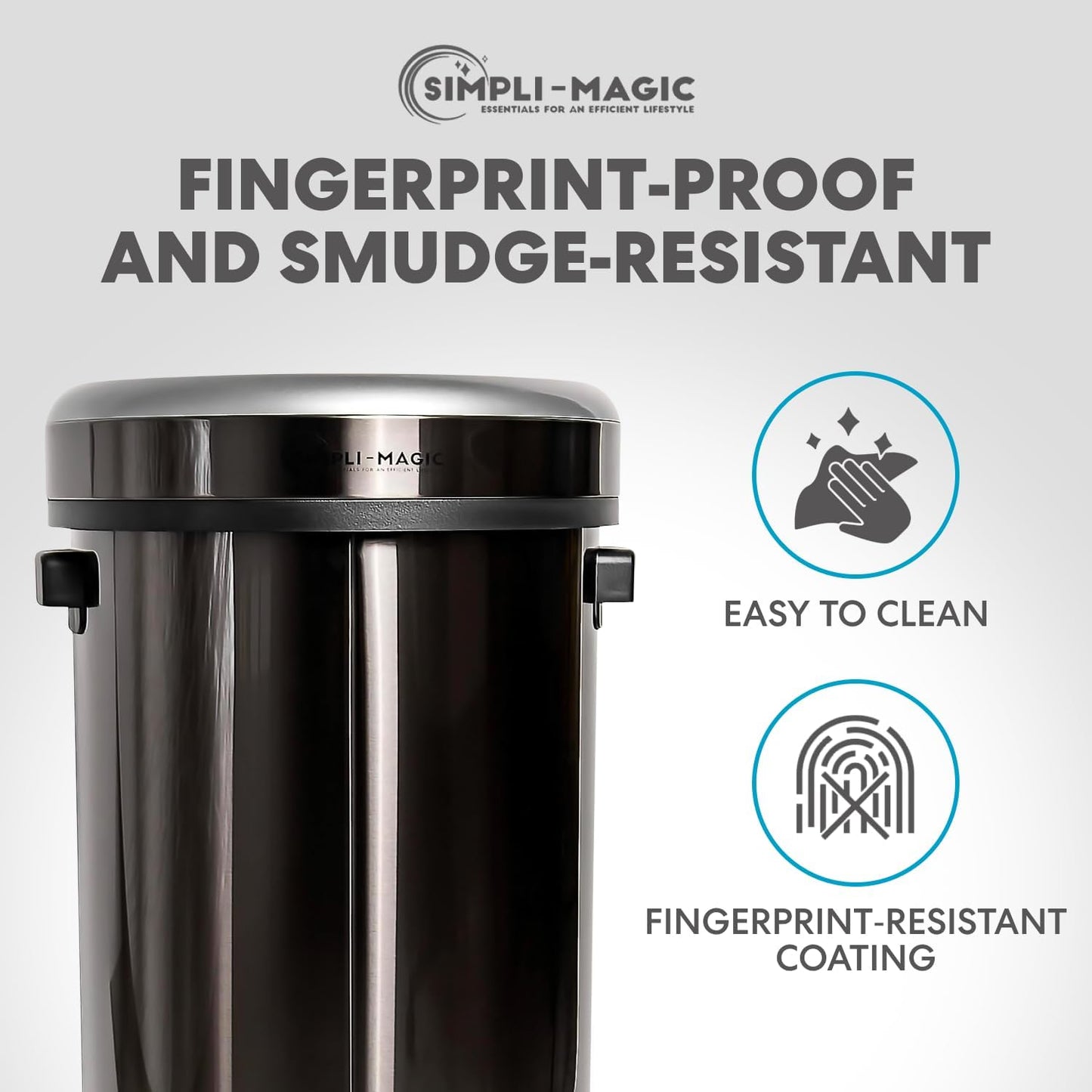 65 Liter / 17 Gallon Open Top Trash Can, Elegant Black Finish