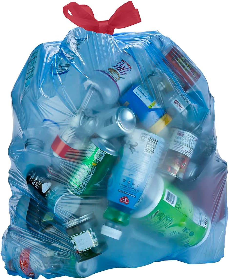 Amazon Basics Blue Recycling Trash Bags, Unscented, 13 Gallon, 60 count, Pack of 1