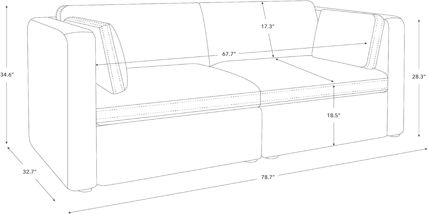 CHITA Small Modular Sectional Fabric Sofa Set, Extra Comfty Loveseat Cloud Couch, FSC Certified Modular Sectional Couch for Living Room, 78 inch Width,2 Seat Modular Sofa, Moss Green