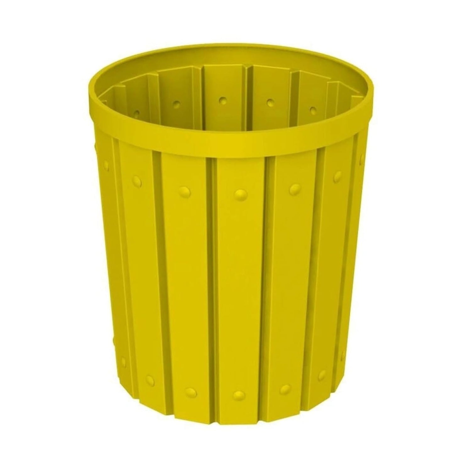 42 Gallon Slatted Circle 100% Recycled Plastic Commercial Outdoor and Indoor Trash Can with Push Open Dome Lid and Internal Liner | Great for Schools and Businesses - Yellow