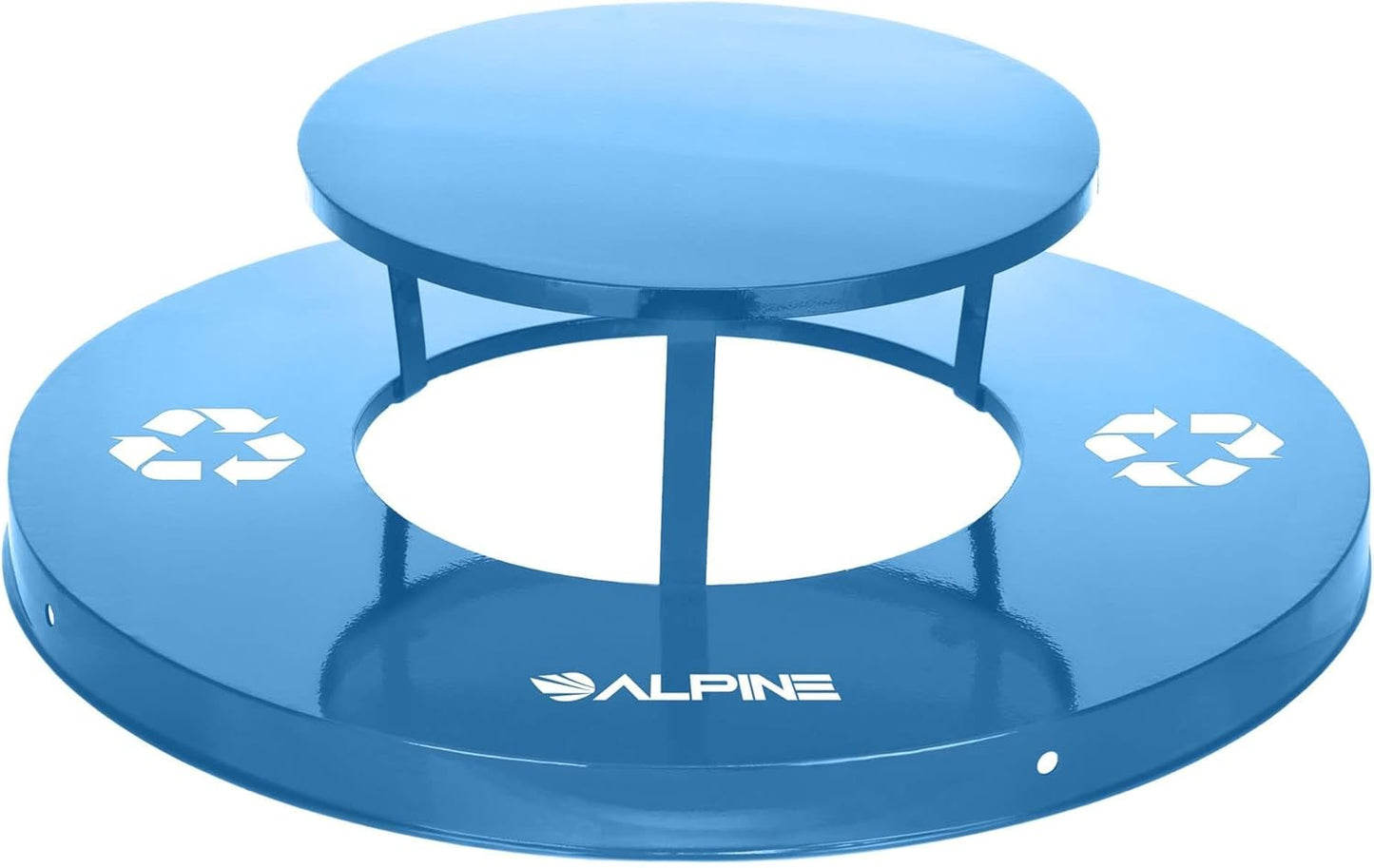 Alpine Outdoor Metal Waste Receptacle Rain Bonnet Lid - Heavy Duty Commercial Trash Can Receptacle Cover - Perfect Companion for 38-Gallon Garbage Can (Blue)