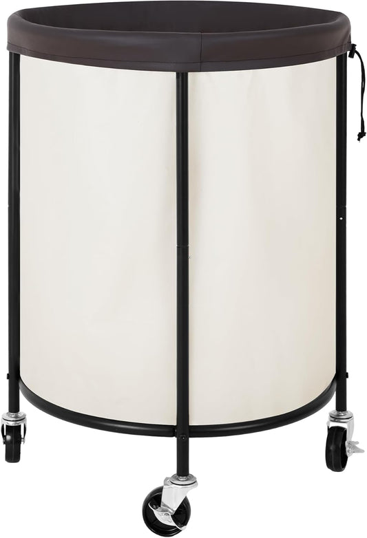 StorageWorks Rolling Laundry Basket, Laundry Hamper with Wheels, Laundry Room Organization and Storage, Dirty Clothes Cart for Bathroom, Bedroom, Beige