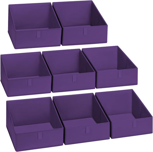 DIMJ Closet Storage Bins 8 Pack - Fabric Trapezoid Closet Organizer Bin, Foldable Storage Baskets for Shelves, Closet Shelf Organizer, Clothing Storage Box for Toys, Books, Towel, Clothes, Purple