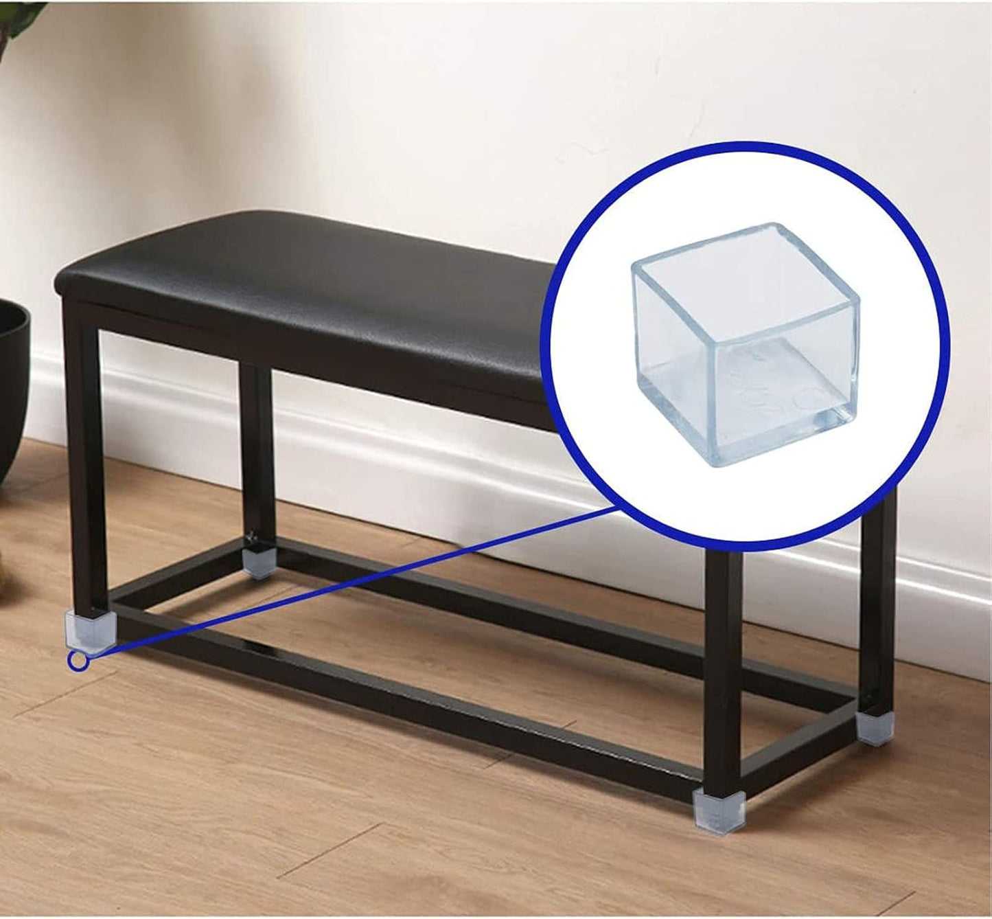 Still Awake 16 Pcs Transparent Square PVC Rubber Leg Tips Furniture Floor Protectors Chair Table Bar Stool Leg Covers Cube Feet 1 Inch x 1 Inch (25 x 25mm)