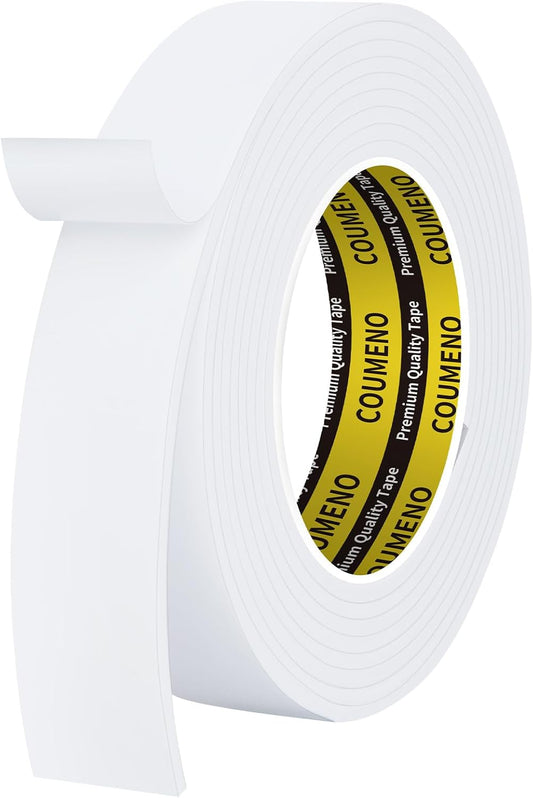 Single-Sided Adhesive White Foam Tape (EVA Material), Single-Sided Sealing Foam pad Sponge Tape for Window Waterproofing, self-Adhesive, Suitable for Sealing Doors and Windows 1.2inX9.84FT