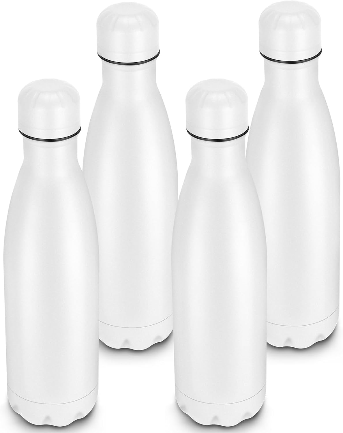 17oz Cola-Bottle Shaped Stainless Steel Leak-proof Water Bottle,Double Wall Vacuum Insulated Metal,Travel Mug For Sports Indoors & Outdoors,BPA-Free School Kids Flasks,White(4Pack)