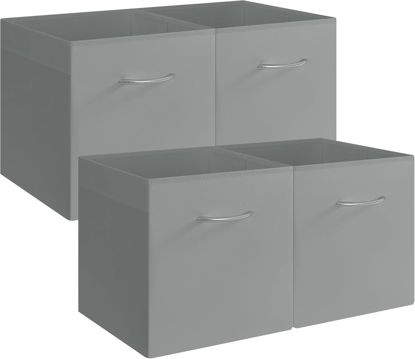 StorageWorks Gray Storage Cubes, 13x13 Storage Cube Bins with Handle, Cube Storage Organizer Bins for Shelves and Closet, Collapsible Storage Bins, 4-Pack