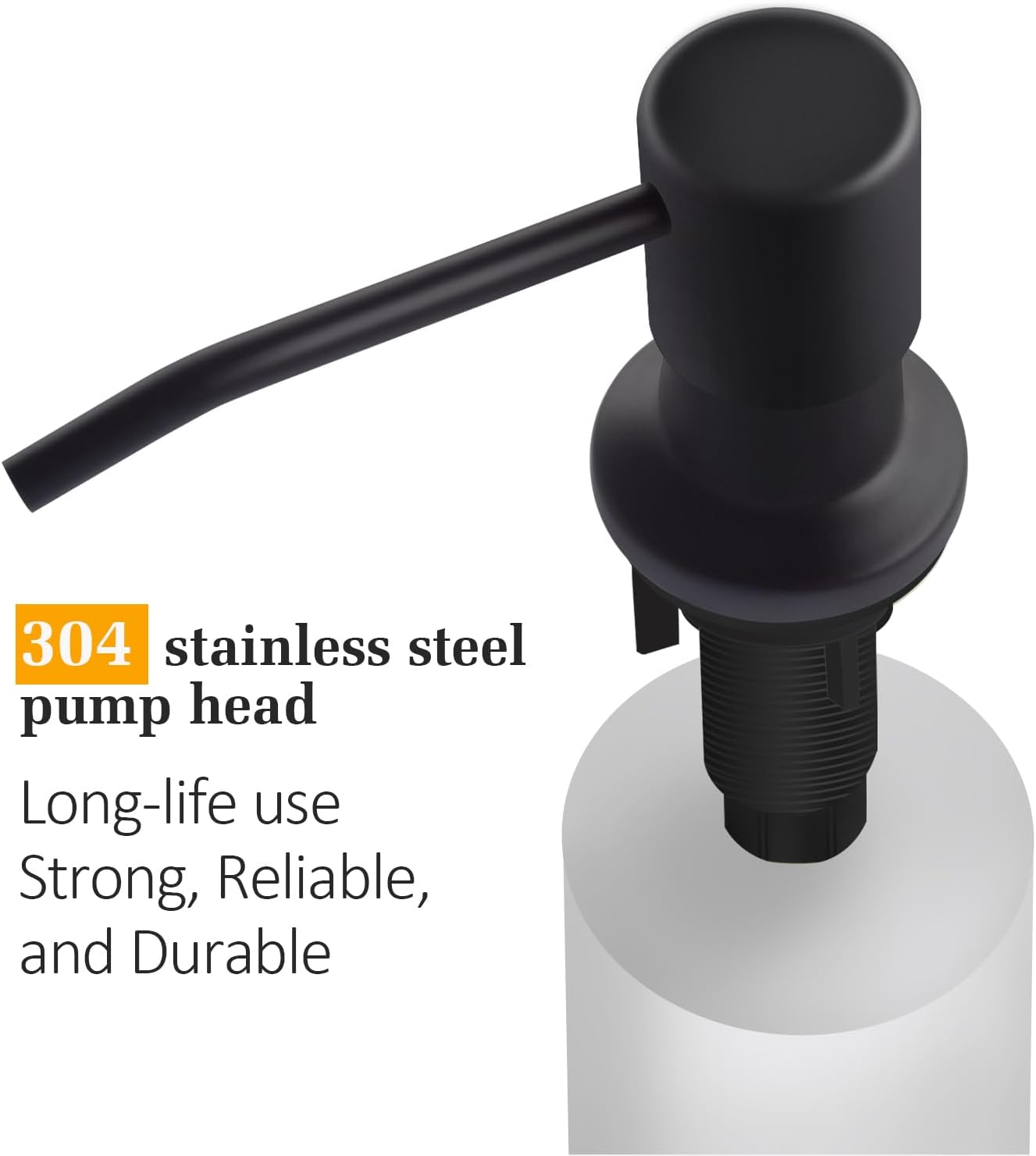 Soap Dispenser for Kitchen Sink, Built in Sink Soap Dispenser Lotion Dispenser with 17 OZ Bottle, Refill from The Top Bar Sink Soap Dispenser, Black (2 Pack)