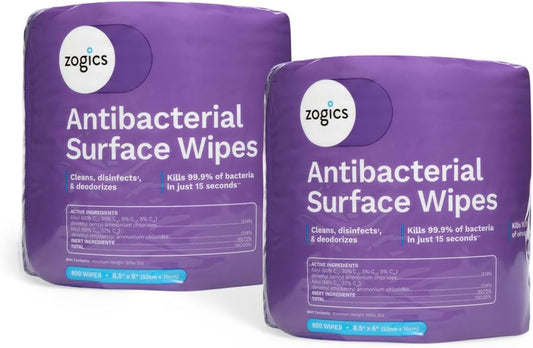 Zogics Antibacterial Wipes – Disinfecting Wipes for Sanitizing and Cleaning Surfaces and Equipment, EPA Registered Antibacterial Cleaning Wipes (1,600 Count – 2 Rolls of 800 Wipes)