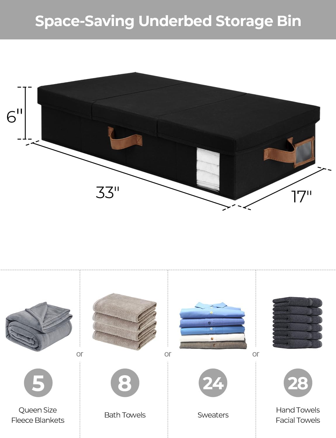 StorageWorks 2-Pack Large Under Bed Storage Bins with Lids, Underbed Storage Containers with Handles and Label Holder, Closet Organizer for Clothes, Blankets, Sweater