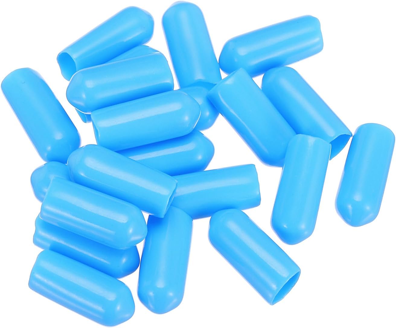 uxcell 20pcs Rubber End Caps 6mm(1/4") ID Vinyl PVC Round Tube Bolt Cap Cover Screw Thread Protectors,Light Blue