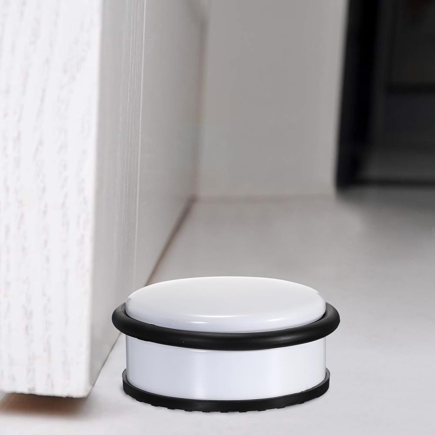 Sumnacon Heavy Duty Floor Door Stopper No Drill, Durability Stainless Steel Door Stops with Anti-Skid Rubber - Contemporary Decorative Safety Doorstop for Home Office Commercial Industrial,White