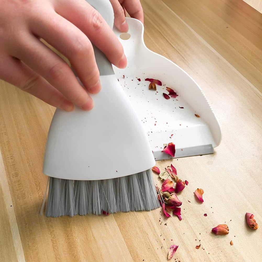 Dust Pan Broom Brush Dustpan - Dustpan and Brush Set, Mini Dust Pans with Brushes, Handheld Broom Cleaning for Tables, Keyboards, Guinea Pig Cage, and Cat Litter, etc.（Gray 3 Set）