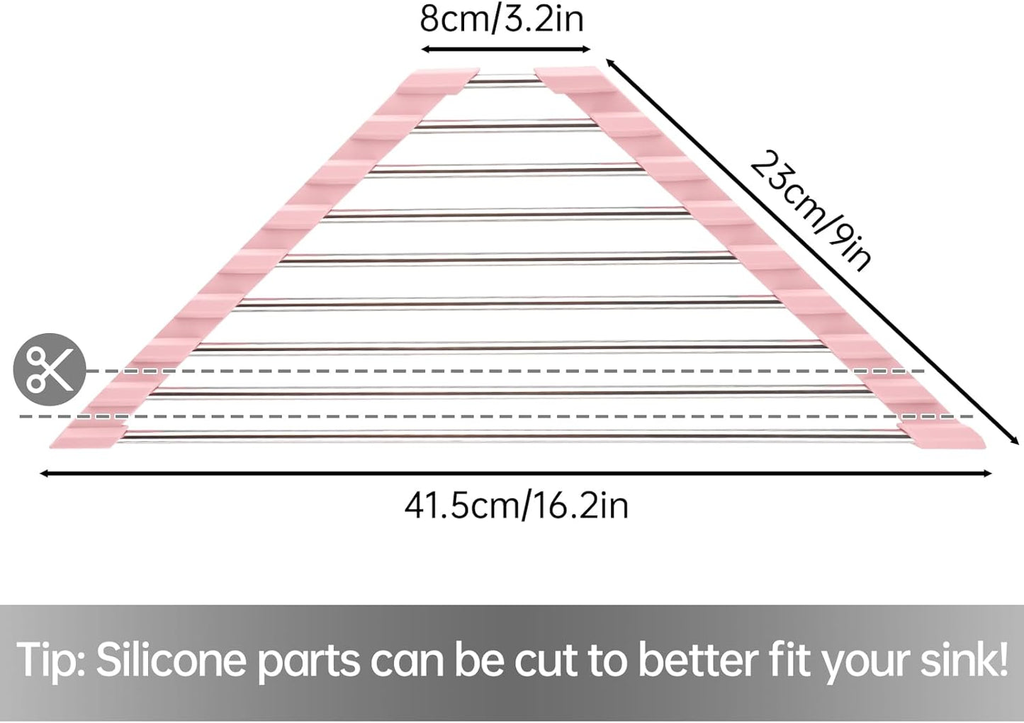 Tomorotec Triangle Foldable Dish Drying Rack, Small Roll-Up Stainless Steel Over Sink Drainer for Kitchen Sink Corner, Rustproof Multipurpose Organizer(Pink)