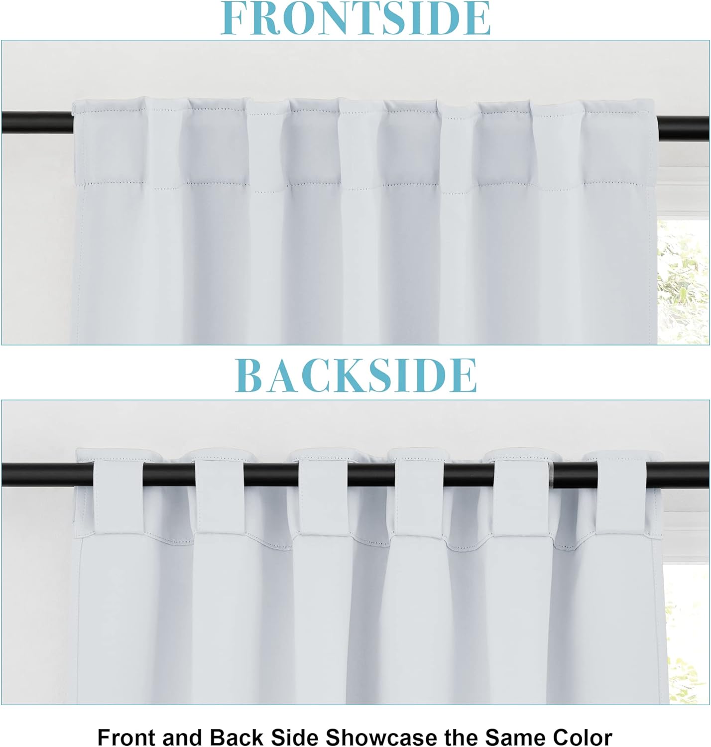 RYB HOME White Curtains for Bedroom - Room Darkening Curtains for Kitchen Cafe, Insulated Energy Saving Panels for Living Room, Back Tab Top, 42 x 45 inch, Grayish White, 1 Pair