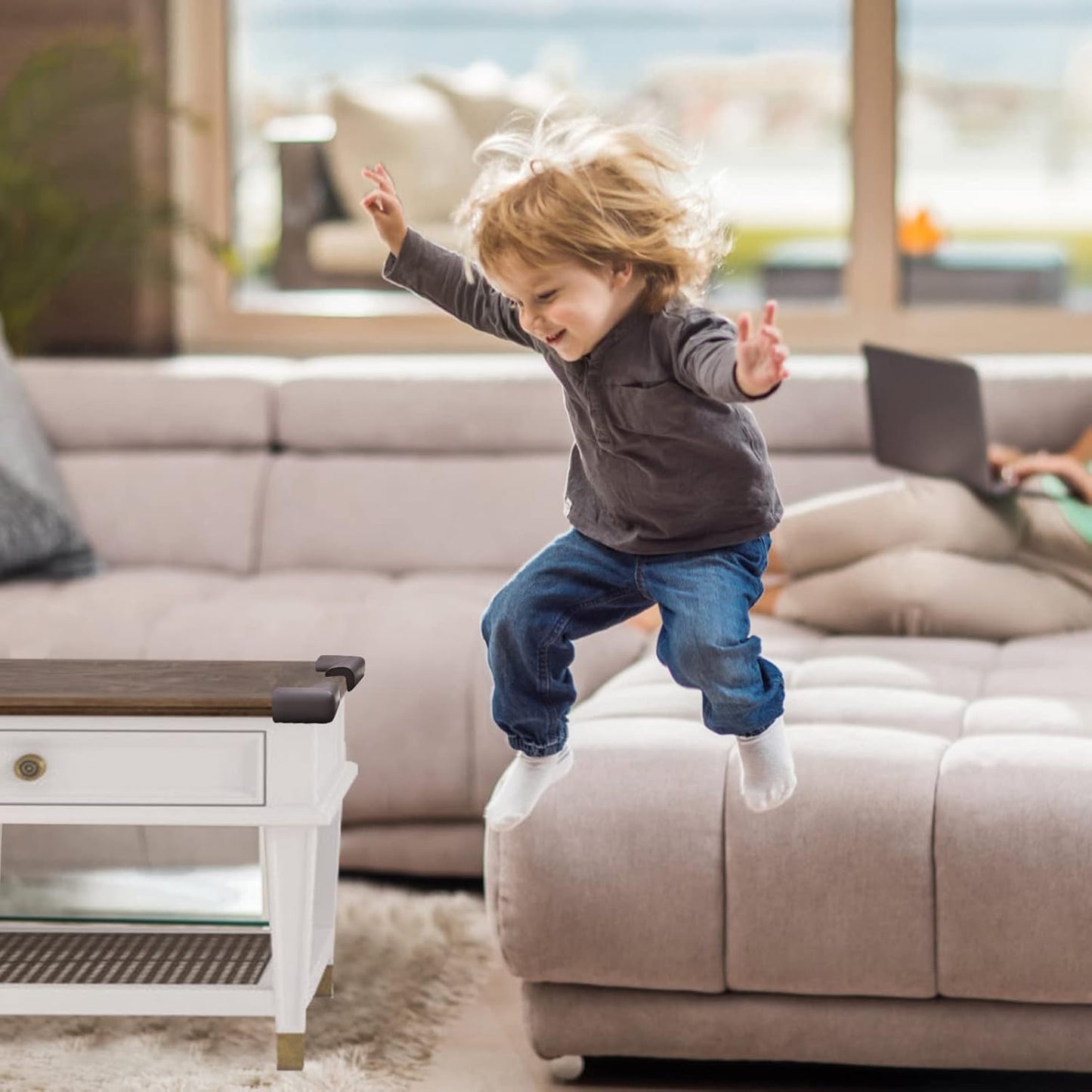 12 Pack Soft Corner Protector Baby Proofing Edge and Corner Guards, Table Corner Protectors for Furniture, Safety Pre-Taped Rubber Corner Covers for Fireplace, Stair, Cabinet (Brown)