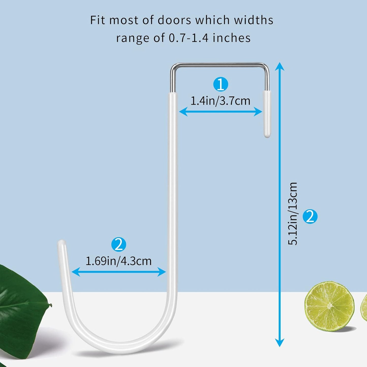 FYY Over The Door Hooks, 4 Pack Hangers Hooks with Rubber Prevent Scratches Heavy Duty Organizer for Living Room, Bathroom, Bedroom, Kitchen Hanging Clothes, Towels, Hats, Coats, Bags White
