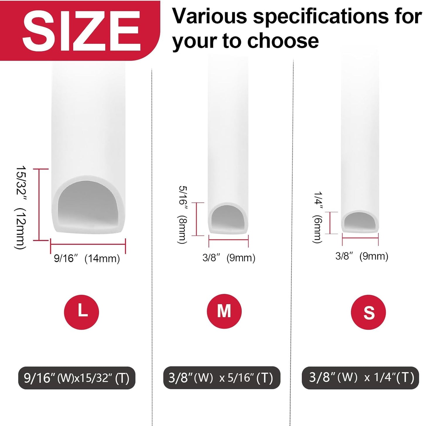 【New Upgrade】 Silicone Door Weather Stripping Door Seal Strip, 19.7 Feet Self-Adhesive D-Shape Door Insulation Strip for Door Frame& Window, Seal Large Gaps, Easy to Cut & Install