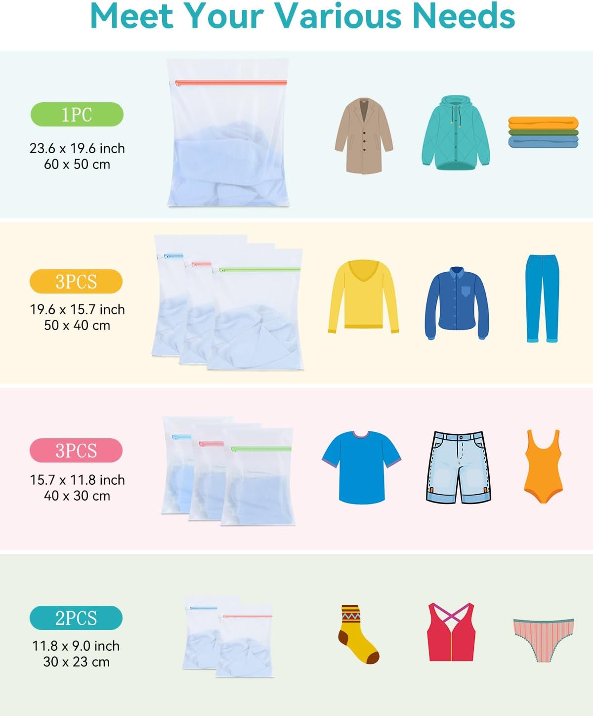 OTraki 9 PCS Mesh Laundry Bags for Delicates 4 Sizes Laundry Bags Mesh Wash Bags with Zipper Clothing Washing Bags Reusable Travel Storage Organize Bag for Clothes Underwear Bra Lingerie Socks Toy